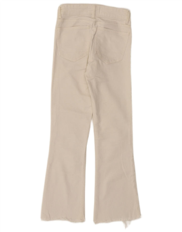 ZARA Womens Crop Bootcut Jeans W22 L26 Off White