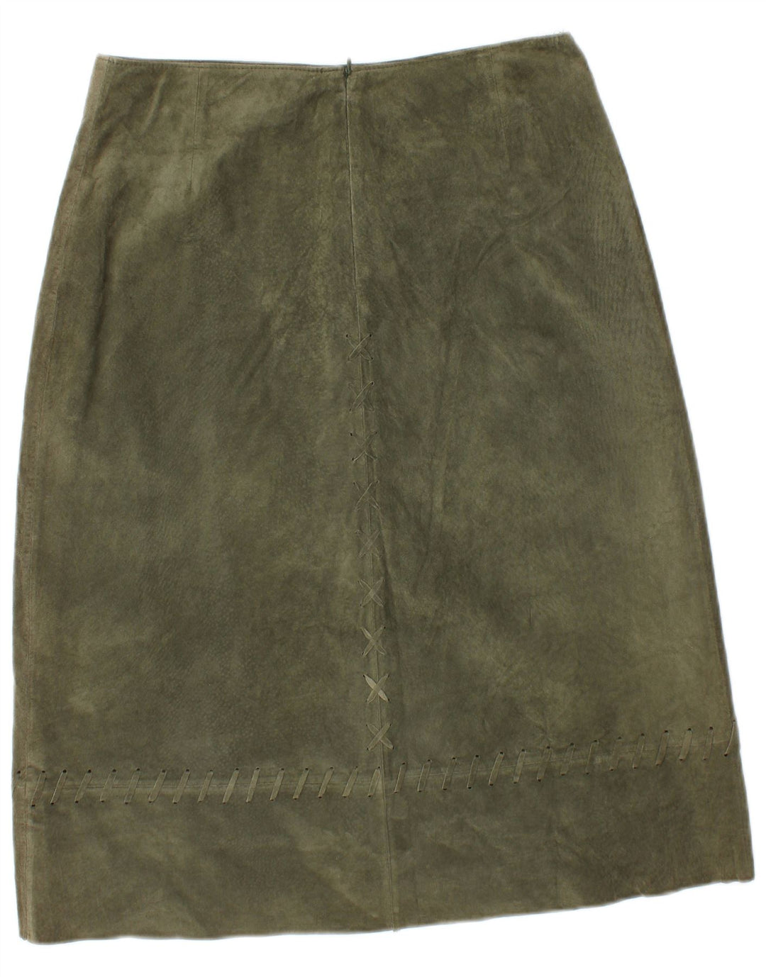 Rene' Derhy Womens Suede Skirt Large W30  Khaki Leather