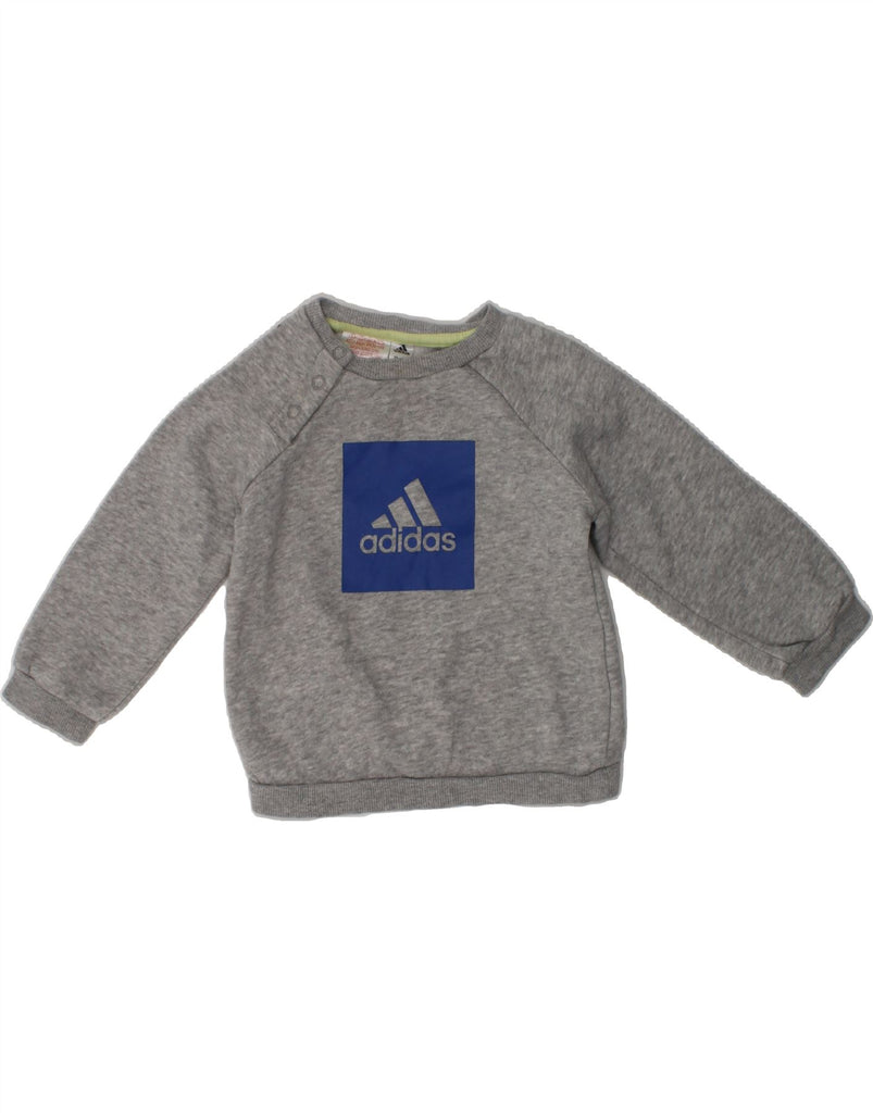 ADIDAS Baby Boys Graphic Sweatshirt Jumper 9-12 Months Grey | Vintage Adidas | Thrift | Second-Hand Adidas | Used Clothing | Messina Hembry 