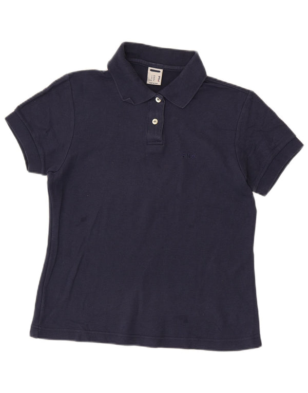 FILA Womens Polo Shirt IT 42 Medium Navy Blue Cotton