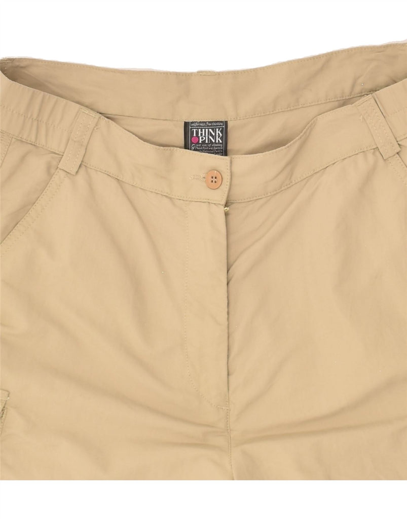 THINK PINK Mens Cargo Shorts W36 Large Beige Polyamide | Vintage Think Pink | Thrift | Second-Hand Think Pink | Used Clothing | Messina Hembry 