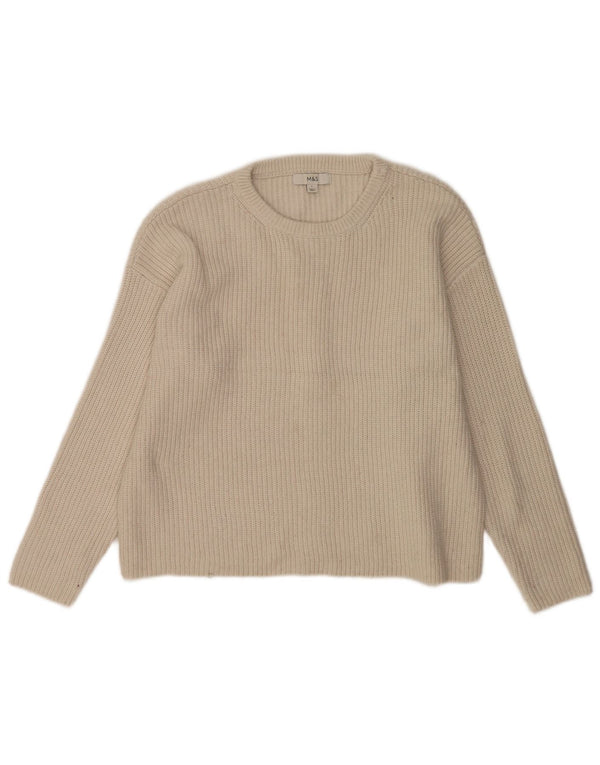 Marks & Spencer Womens Crew Neck Jumper Sweater UK 16 Large Off White