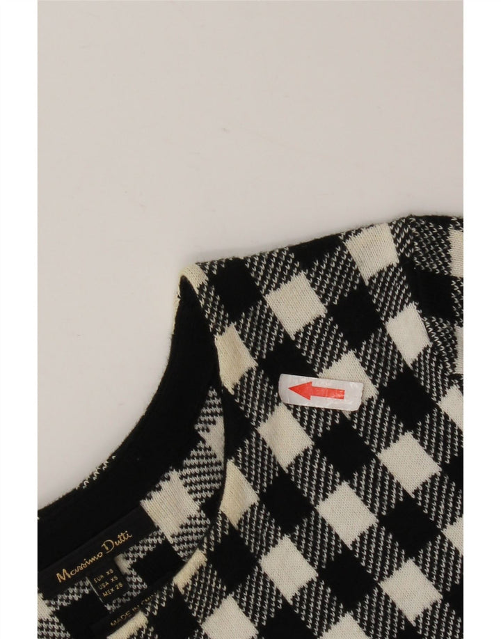 MASSIMO DUTTI Womens Maxi Dress UK 4 XS Black Check Cotton