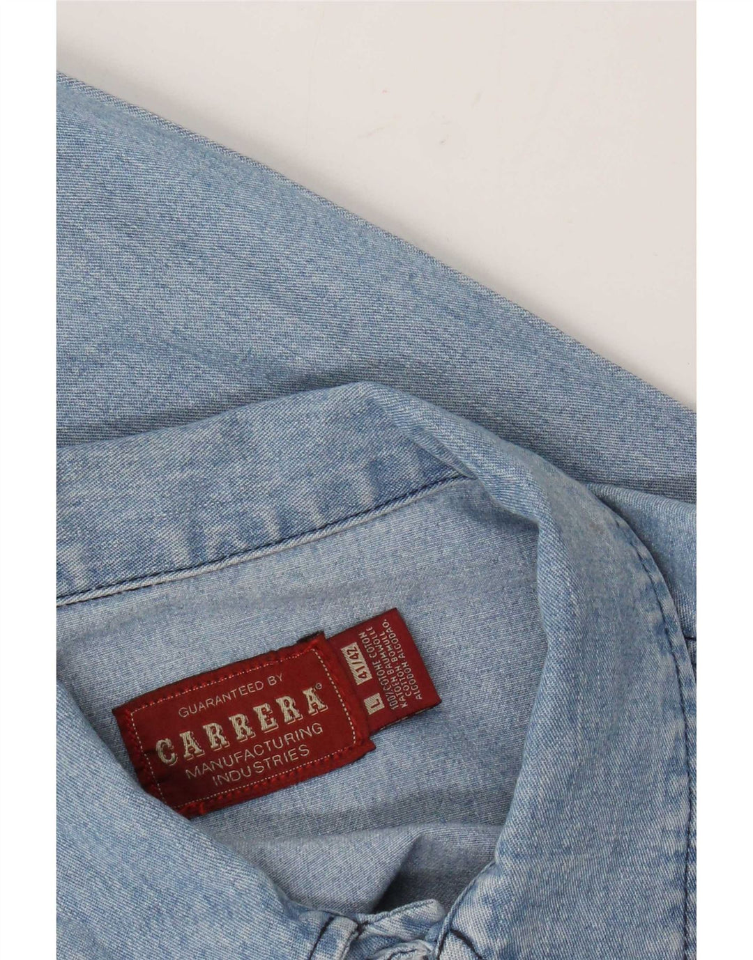Carrera Mens Denim Shirt Size 41/42 Large Blue Cotton
