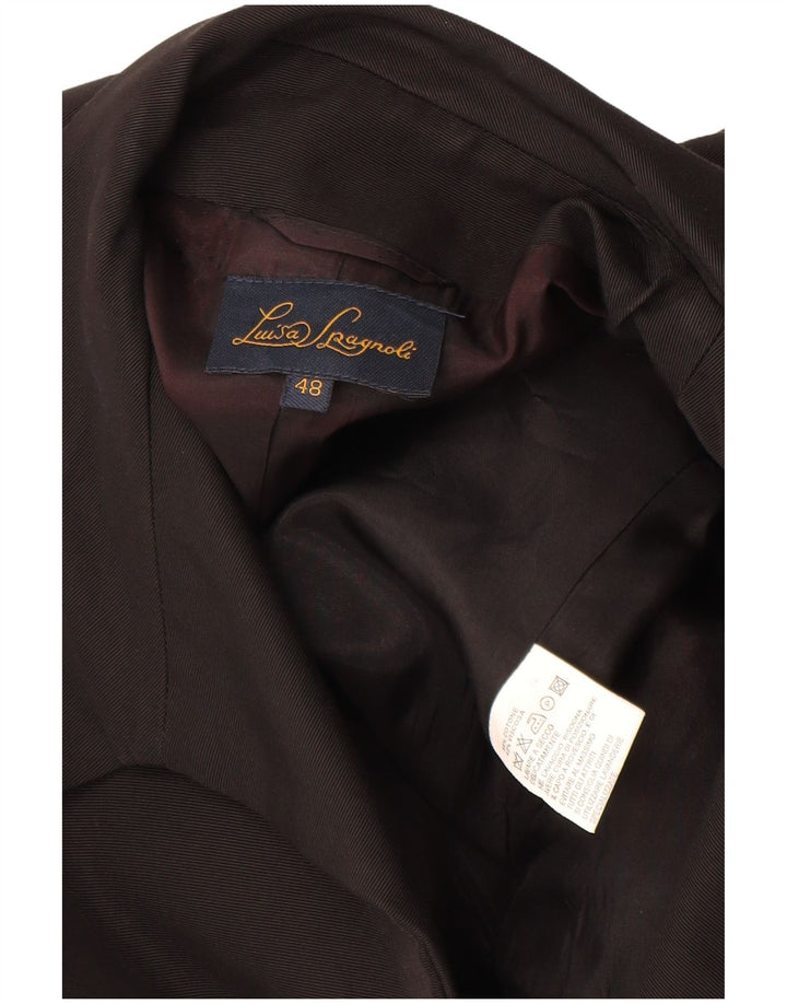 Luisa Spagnoli Womens 4 Button Blazer Jacket IT 48 XL Black Cotton