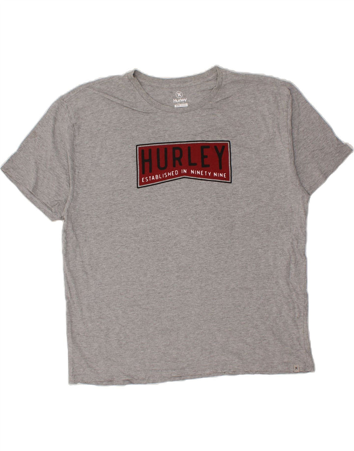 HURLEY Mens Graphic T-Shirt Top 2XL Grey Vintage Hurley and Second-Hand Hurley from Messina Hembry 