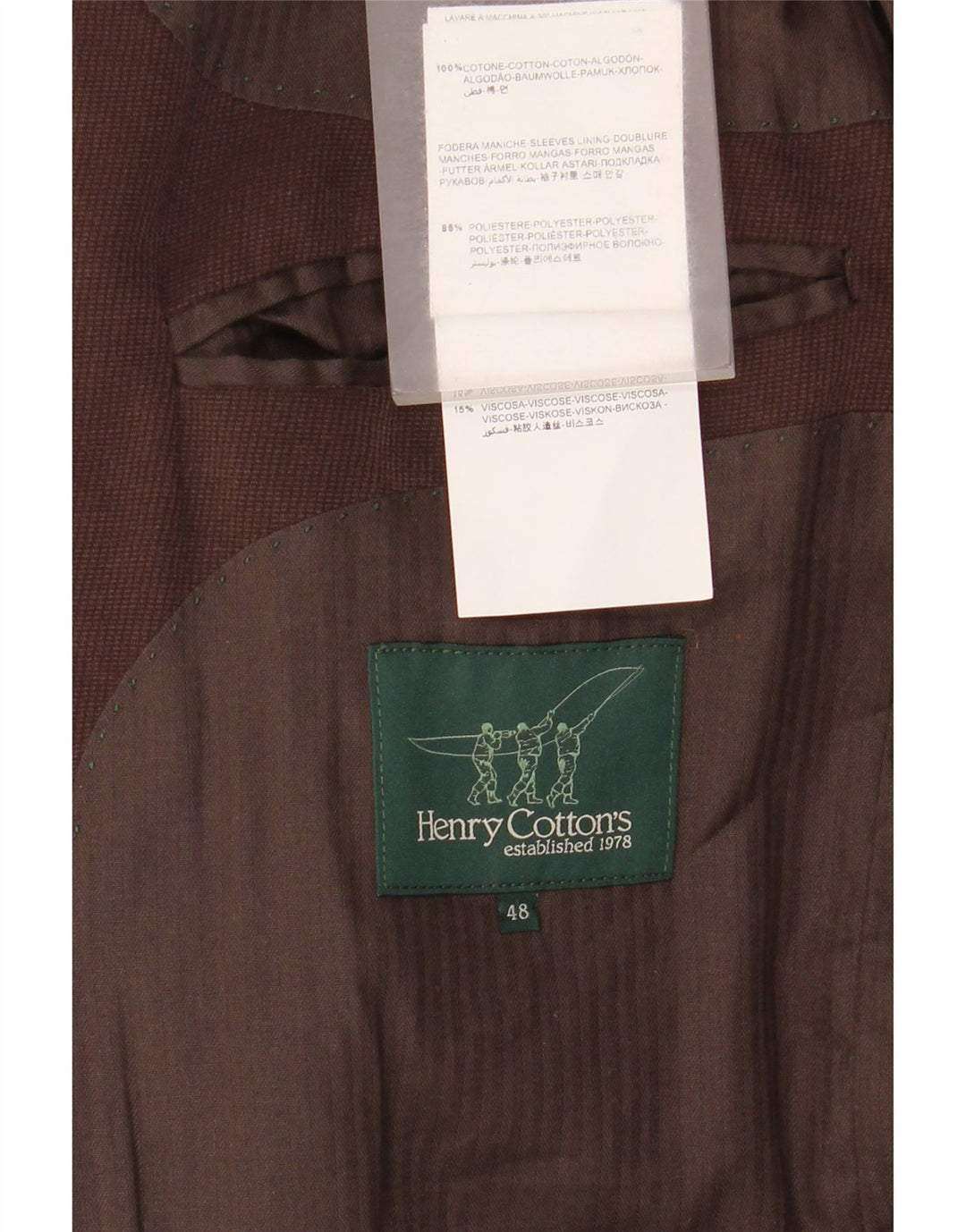 Henry Cottons Mens 3 Button Blazer Jacket IT 48 Medium Brown Cotton