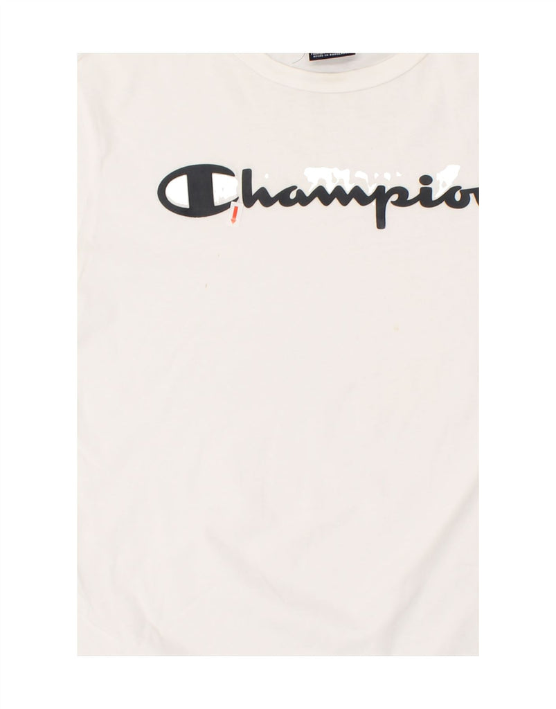 CHAMPION Mens Graphic T-Shirt Top Medium White Cotton Vintage Champion and Second-Hand Champion from Messina Hembry 