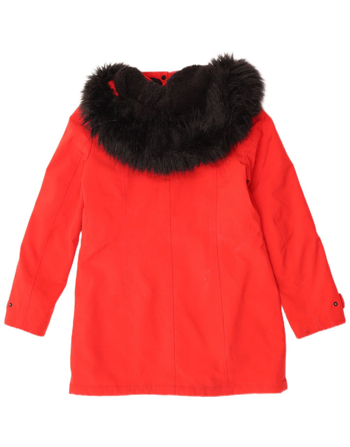 Calvin Klein Womens Hooded Parka Jacket UK 10 Small Red Polyester