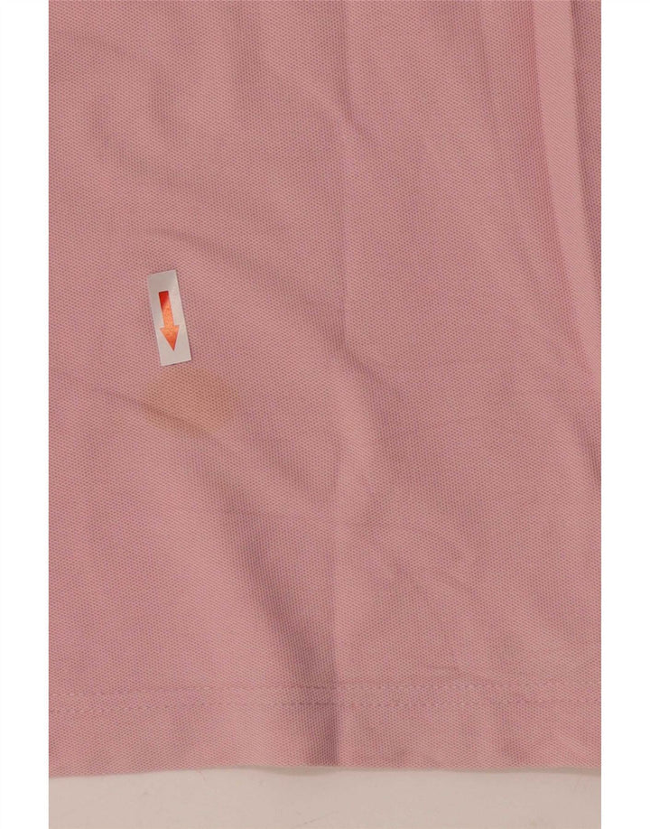 Lotto Mens Polo Shirt Medium Pink Striped Cotton