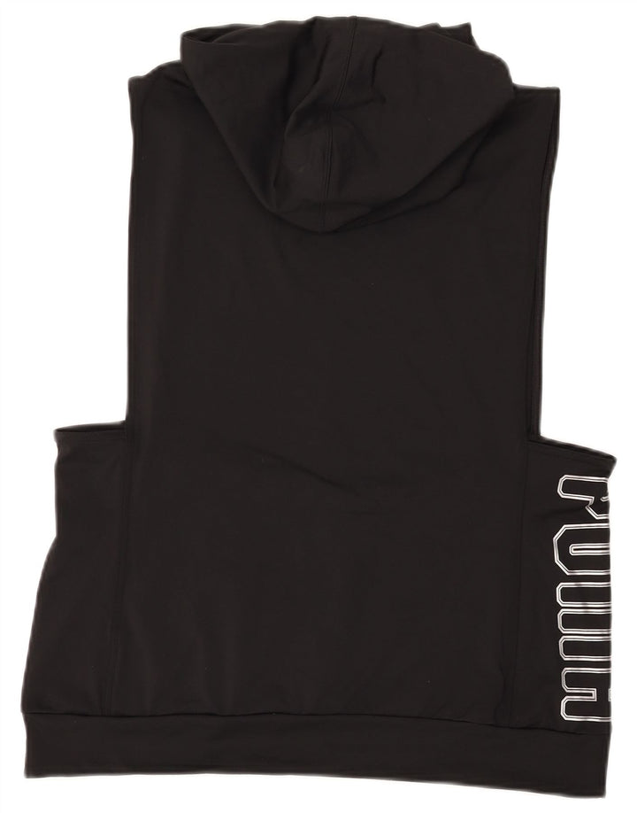 PUMA Womens Graphic Sleeveless Hoodie Jumper UK 12 Medium Black Polyester