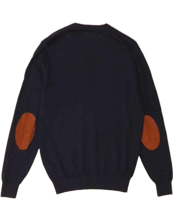 MASSIMO DUTTI Mens V-Neck Jumper Sweater Large Navy Blue Cotton Vintage Massimo Dutti and Second-Hand Massimo Dutti from Messina Hembry 