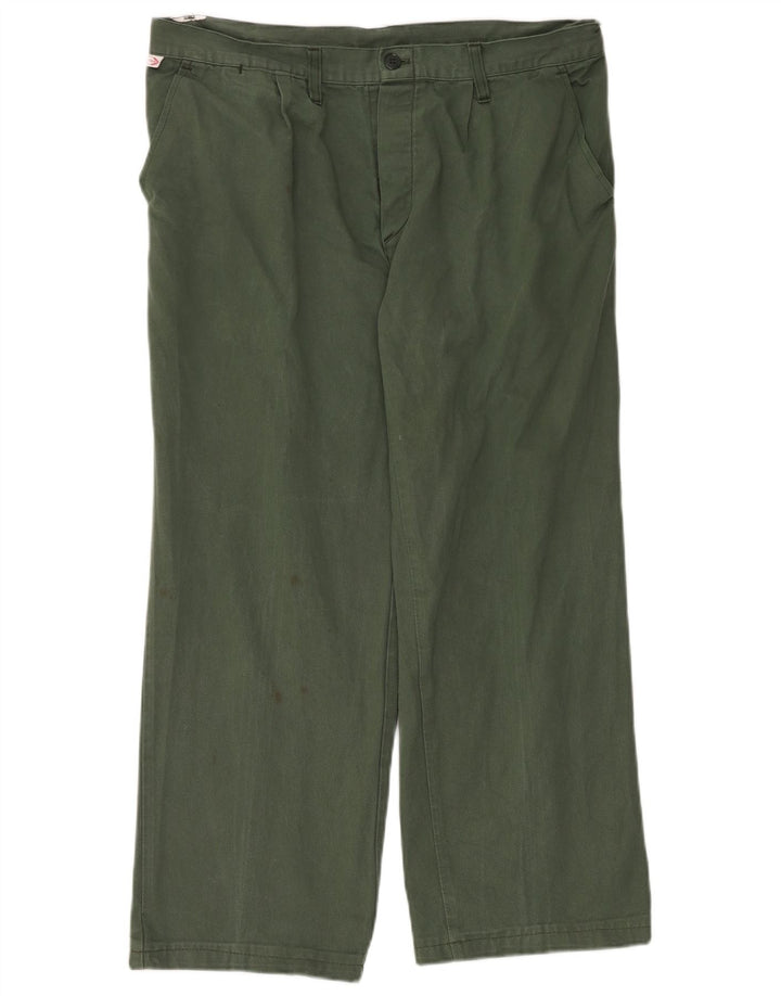 VINTAGE Mens Straight Chino Trousers W38 L30 Green