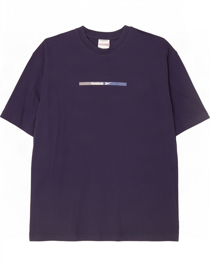 Reebok Mens Graphic T-Shirt Top Large Navy Blue Cotton