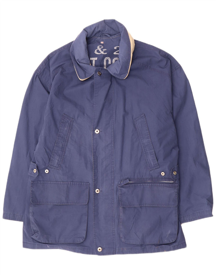 Vintage Mens Utility Jacket UK 42 XL Navy Blue Polyester