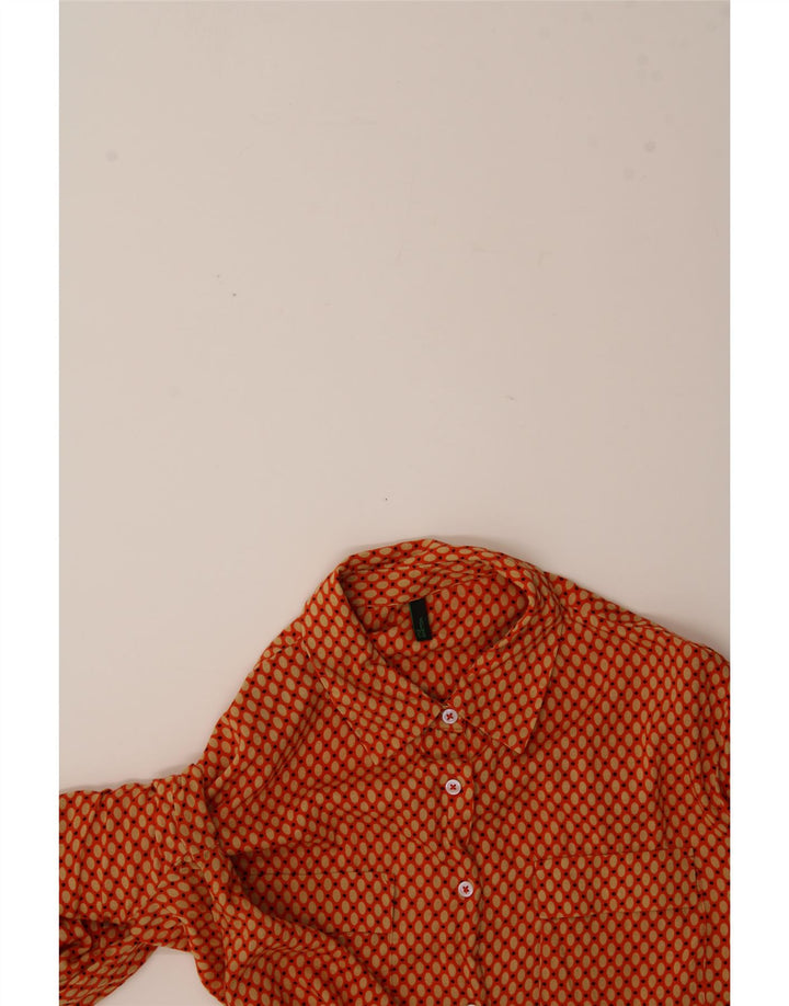 BENETTON Womens Longline Shirt UK 14 Medium Orange Spotted Modal Vintage Benetton and Second-Hand Benetton from Messina Hembry 