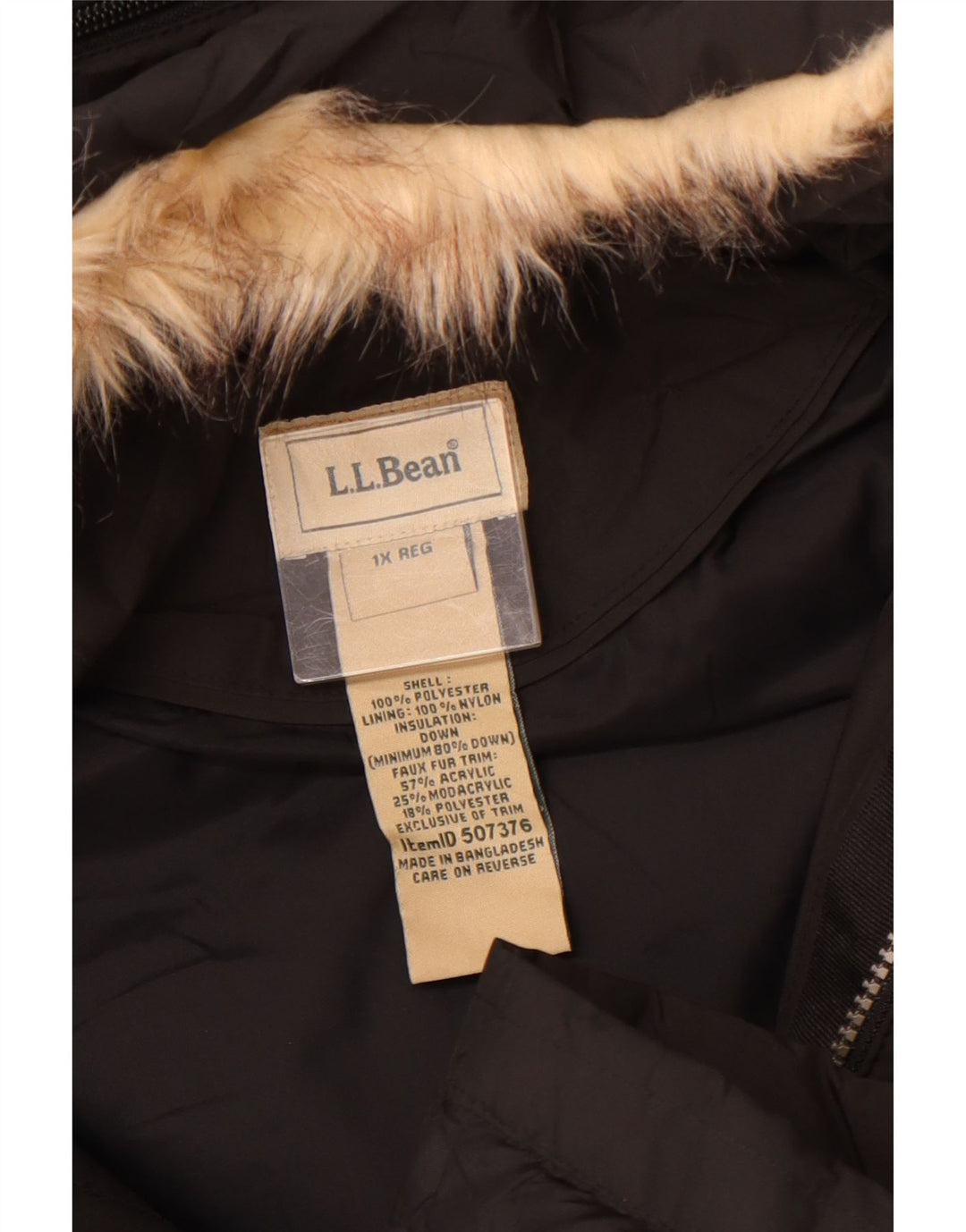 L.L.BEAN Womens Oversized Hooded Padded Coat UK 18 XL Black Polyester