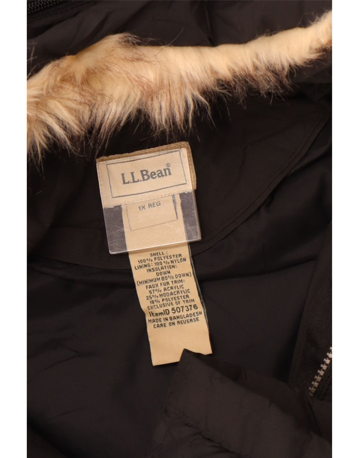 L.L.BEAN Womens Oversized Hooded Padded Coat UK 18 XL Black Polyester