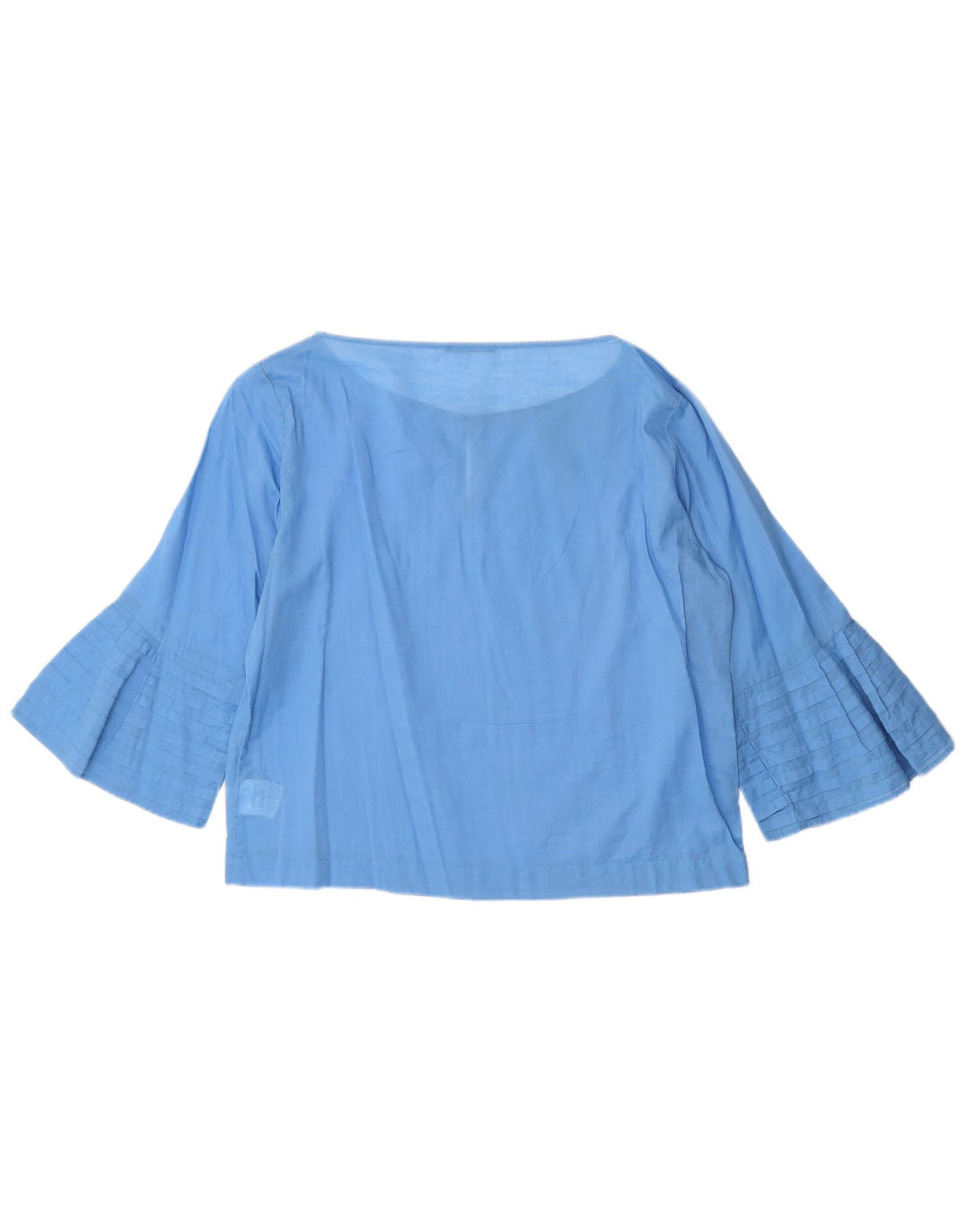 Sisley Womens 3/4 Sleeve Oversized Blouse Top UK 10 Small Blue Cotton