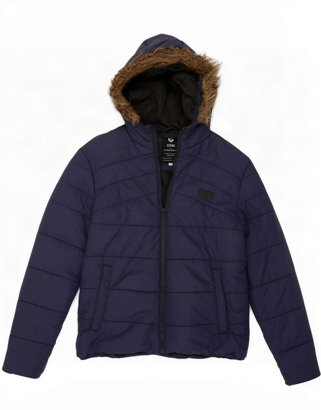 Jack & Jones Mens Hooded Padded Jacket UK 40 Large Navy Blue Polyester