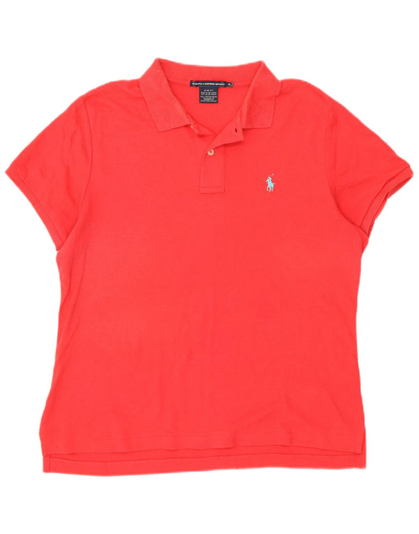 Ralph Lauren Womens Slim Fit Polo Shirt UK 18 XL Red Cotton