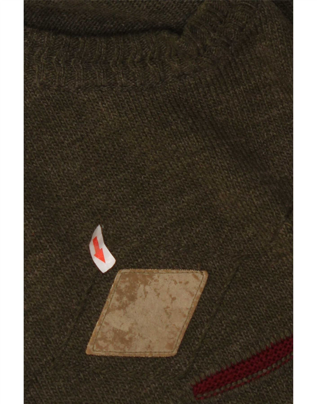 Vintage Mens Crew Neck Jumper Sweater Medium Khaki Argyle/Diamond