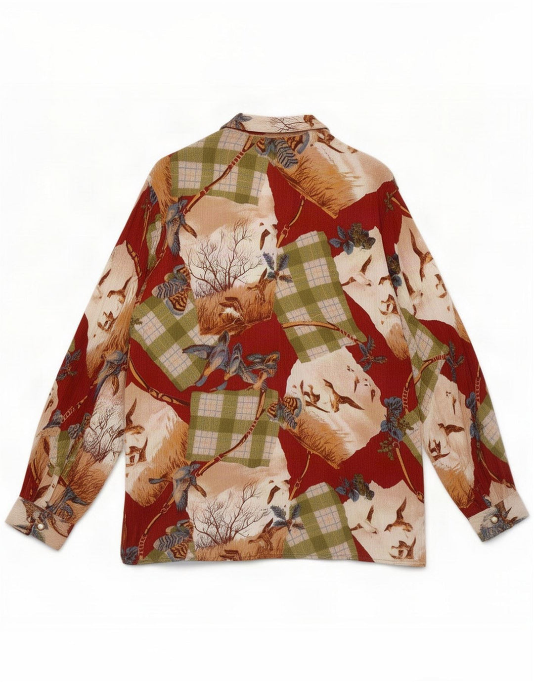 Vintage Womens Shirt Blouse UK 16 Large Multicoloured Patchwork Nature