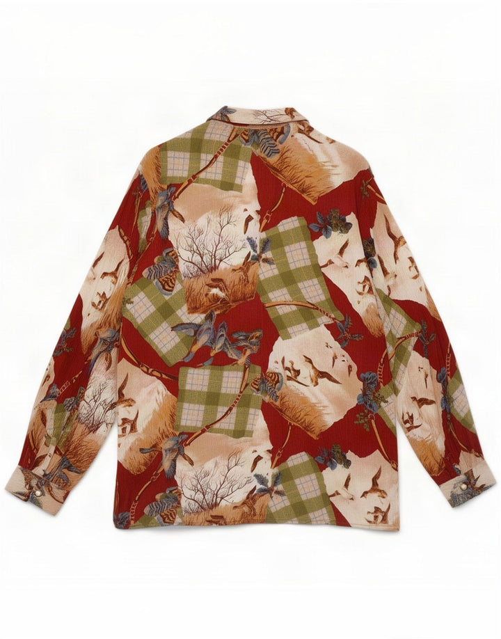 Vintage Womens Shirt Blouse UK 16 Large Multicoloured Patchwork Nature