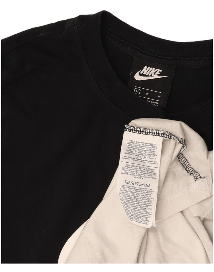 NIKE Womens Graphic T-Shirt Top UK 12 Medium White Colourblock Cotton