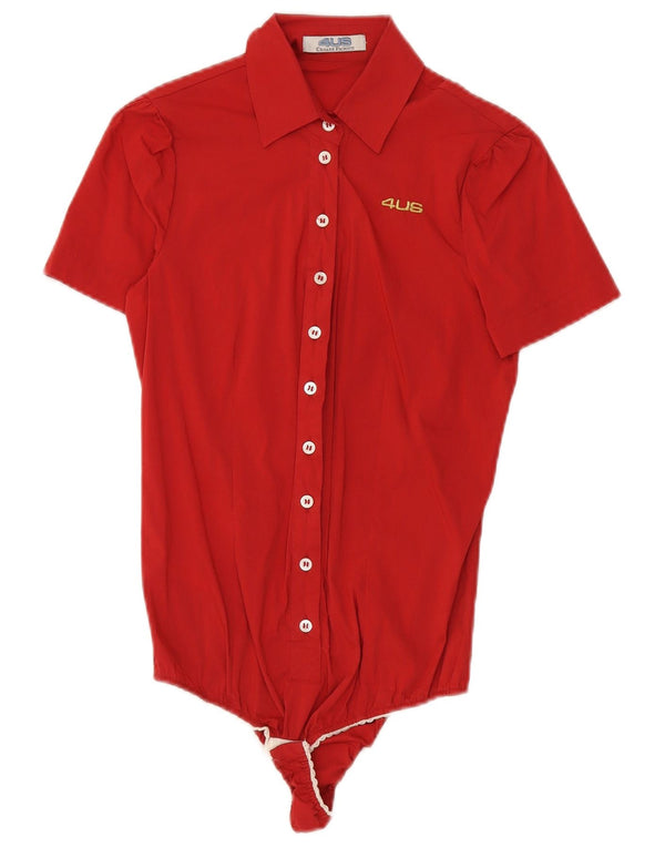 Cesare Paciotti 4US Womens Shirt Bodysuit IT 40 Small Red Cotton