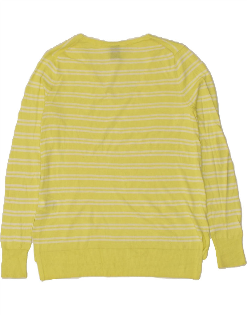 GAP Womens V-Neck Jumper Sweater UK 10 Small Yellow Striped Cotton | Vintage Gap | Thrift | Second-Hand Gap | Used Clothing | Messina Hembry 