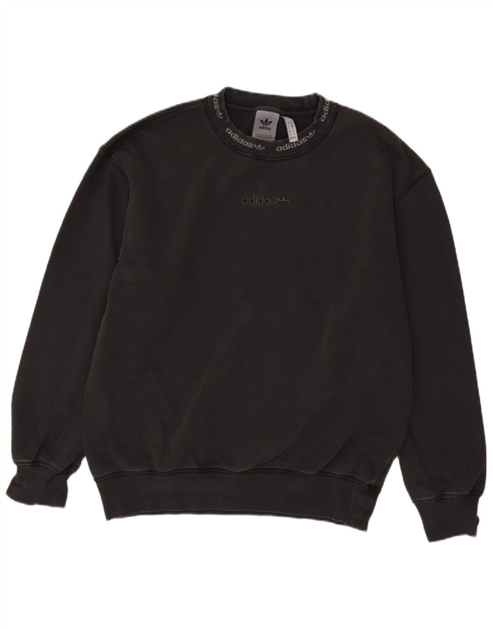 ADIDAS Mens Graphic Loose Fit Sweatshirt Jumper Medium Grey Cotton
