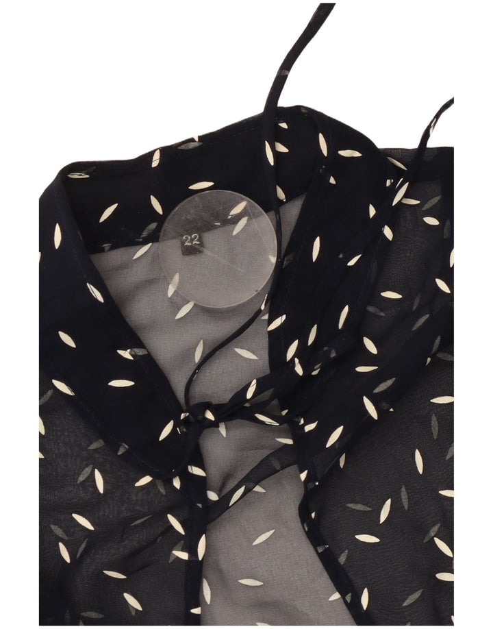 VINTAGE Womens Abstract Pattern Shirt Blouse UK 22 3XL Navy Blue