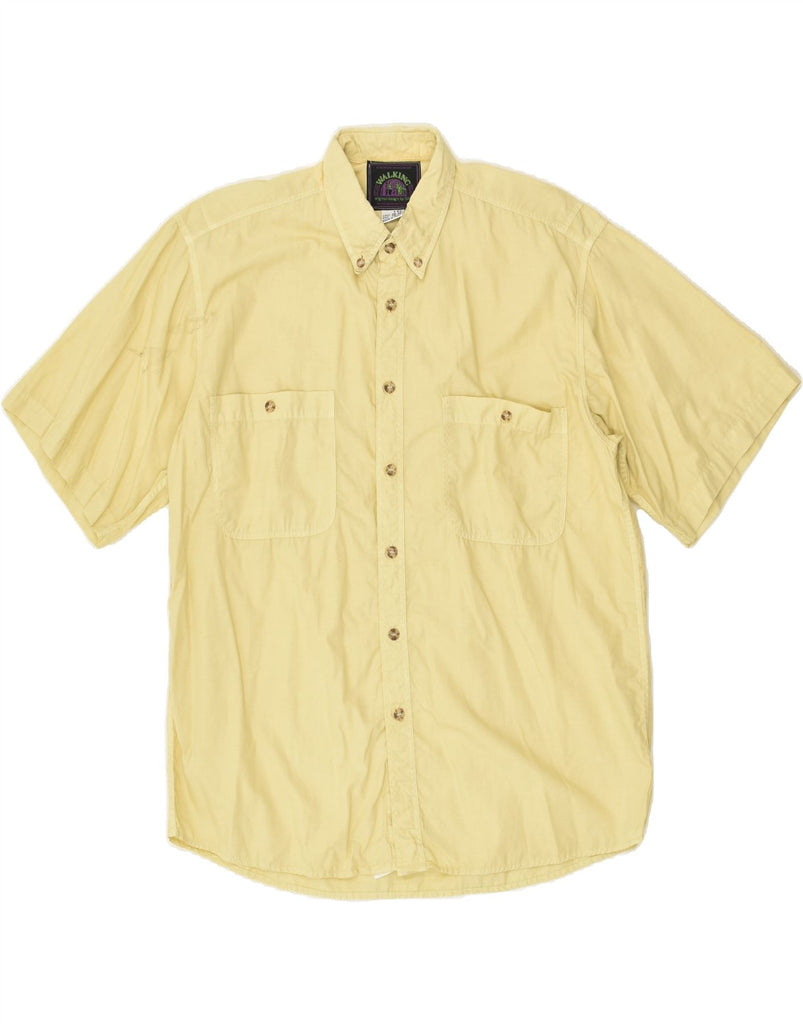 VINTAGE Mens Short Sleeve Shirt IT 46 Small Yellow | Vintage Vintage | Thrift | Second-Hand Vintage | Used Clothing | Messina Hembry 