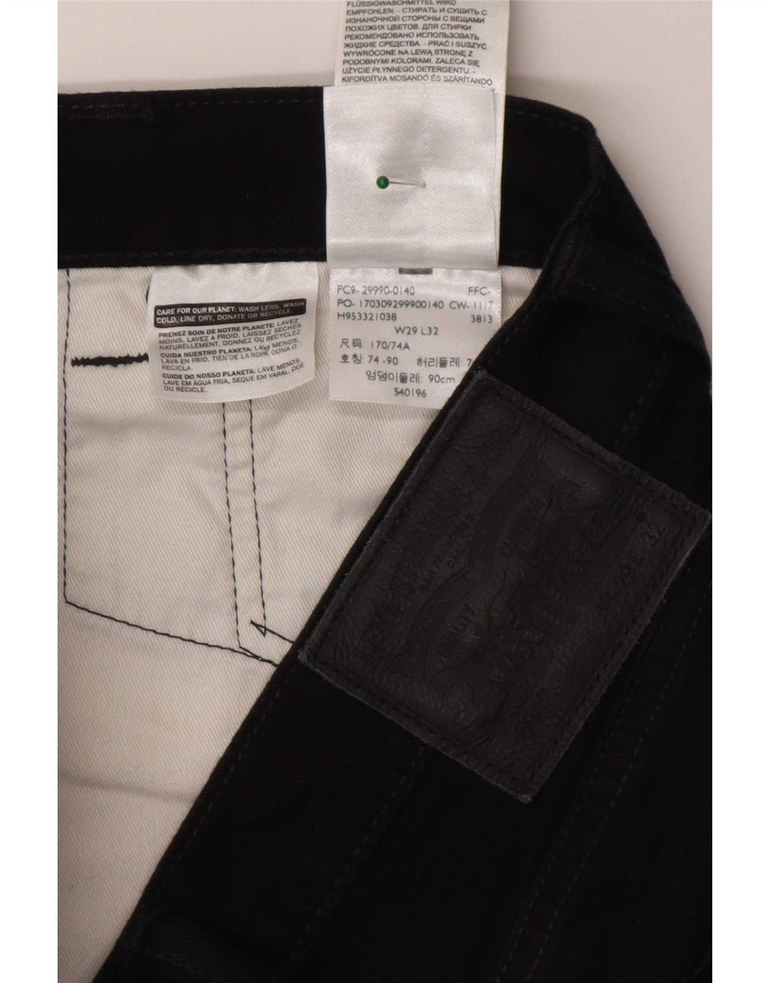 Levi's Womens 504 Straight Jeans W29 L32 Black Cotton