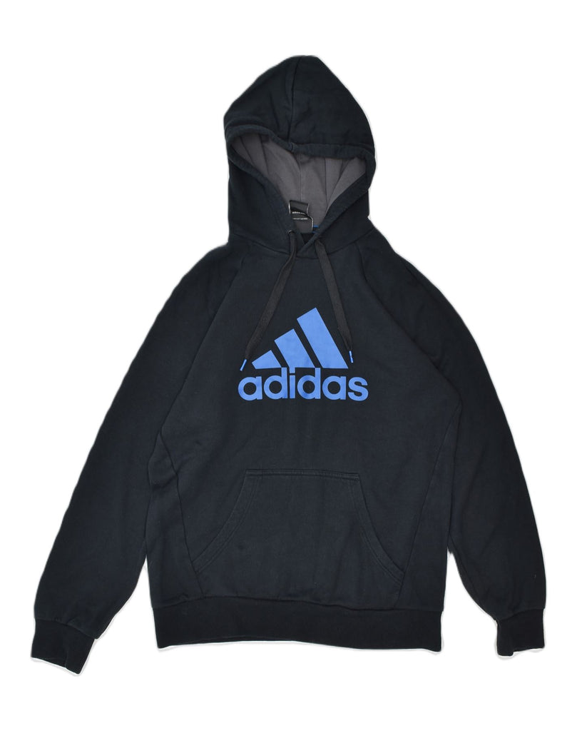 ADIDAS Mens Graphic Hoodie Jumper Medium Black Cotton | Vintage | Thrift | Second-Hand | Used Clothing | Messina Hembry 