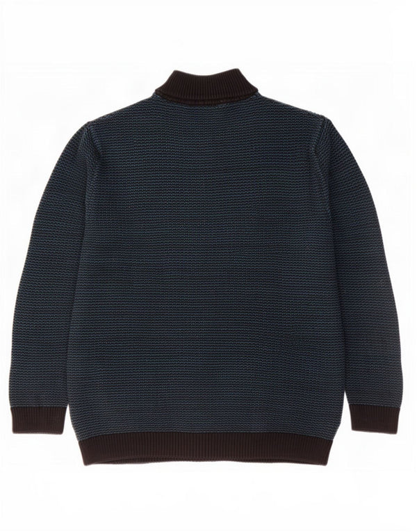 Marks & Spencer Mens Zip Neck Jumper Sweater XL Green Flecked Cotton