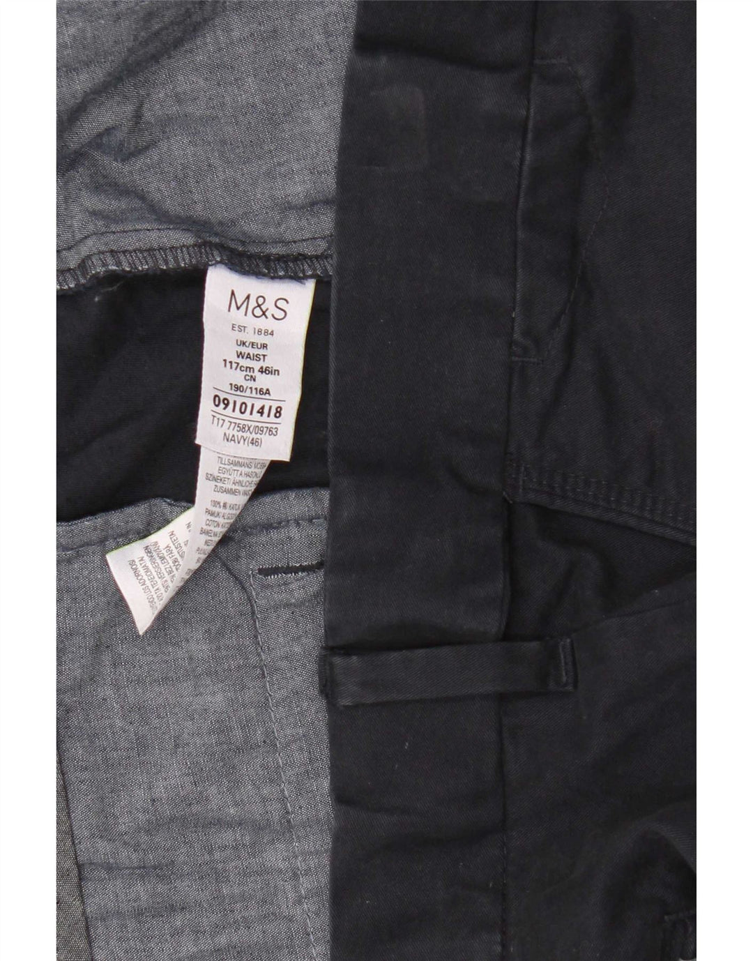 Marks & Spencer Mens Chino Shorts W46 3XL Navy Blue Cotton