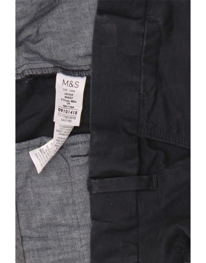 Marks & Spencer Mens Chino Shorts W46 3XL Navy Blue Cotton