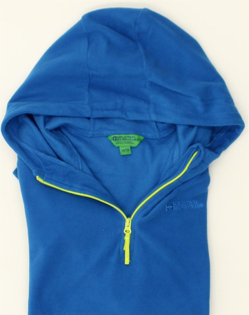 MOUNTAIN WAREHOUSE Boys Hooded Zip Neck Fleece Jumper 11-12 Years Blue | Vintage Mountain Warehouse | Thrift | Second-Hand Mountain Warehouse | Used Clothing | Messina Hembry 