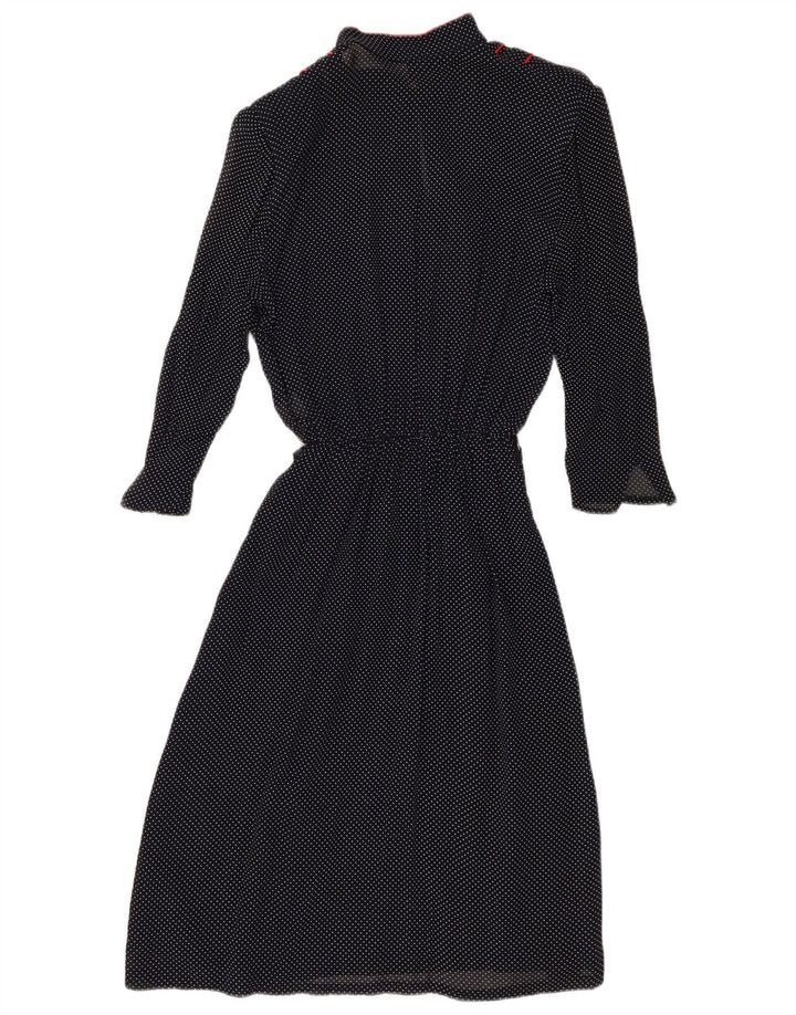 Vintage Womens 3/4 Sleeve A-Line Dress IT 44 Medium Navy Blue Spotted
