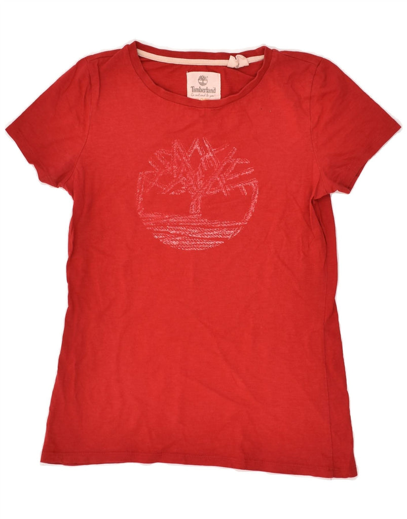 TIMBERLAND Womens Graphic T-Shirt Top UK 10 Small Red | Vintage Timberland | Thrift | Second-Hand Timberland | Used Clothing | Messina Hembry 