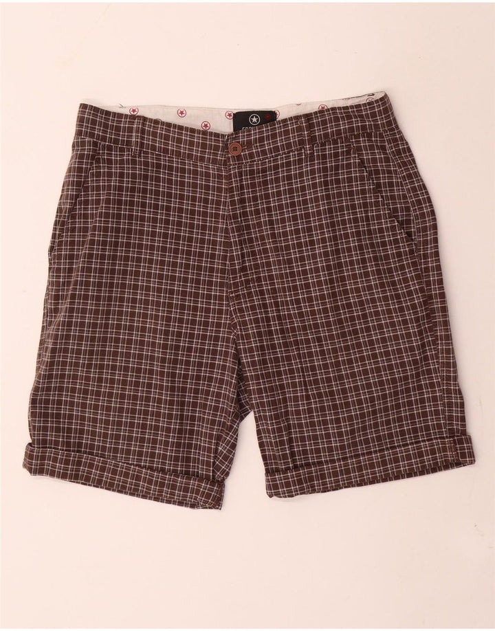 Converse Mens Chino Shorts Medium W32  Brown Check Cotton