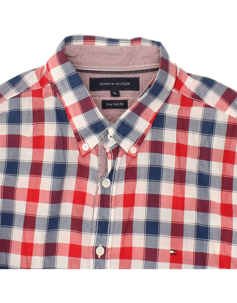 TOMMY HILFIGER Mens New York Fit Shirt XL Red Check Cotton Vintage Tommy Hilfiger and Second-Hand Tommy Hilfiger from Messina Hembry 