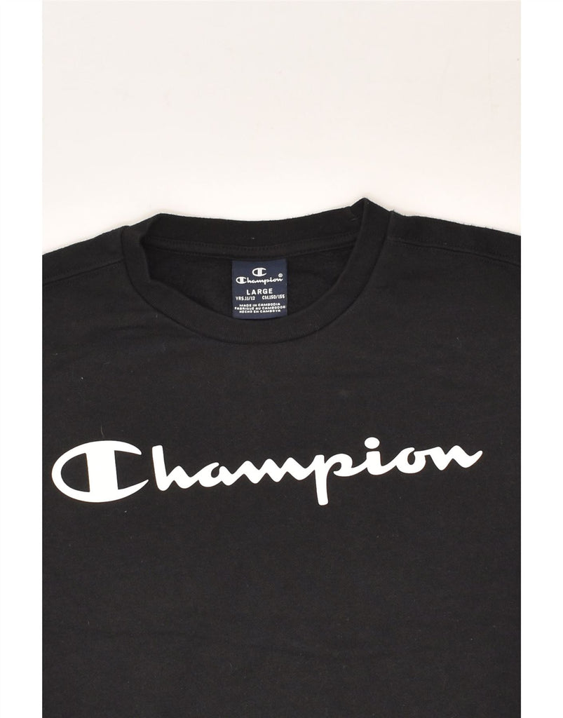 CHAMPION Boys Graphic Sweatshirt Jumper 11-12 Years Large  Black | Vintage Champion | Thrift | Second-Hand Champion | Used Clothing | Messina Hembry 