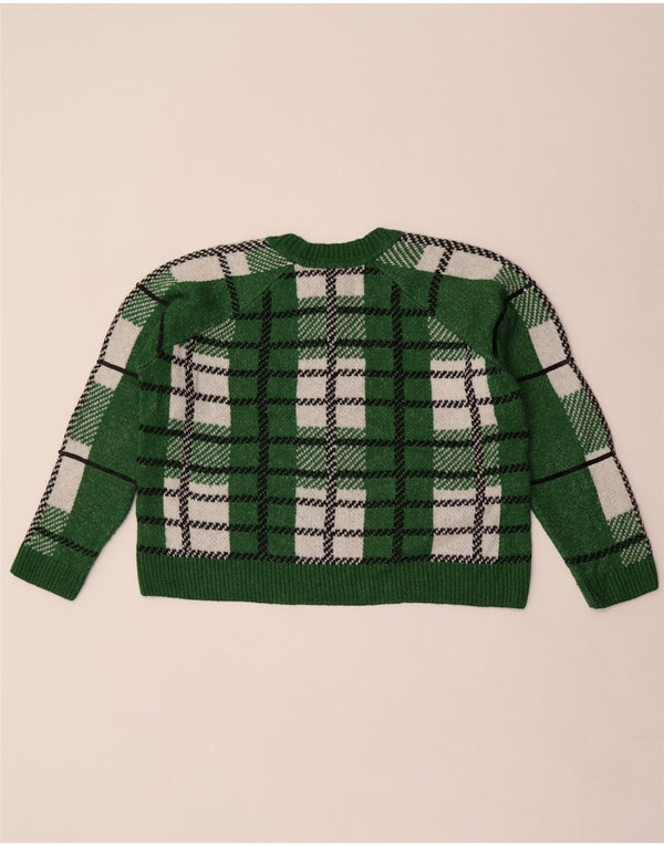 Topshop Womens Petite Crop Crew Neck Jumper Sweater UK 14 Medium Green