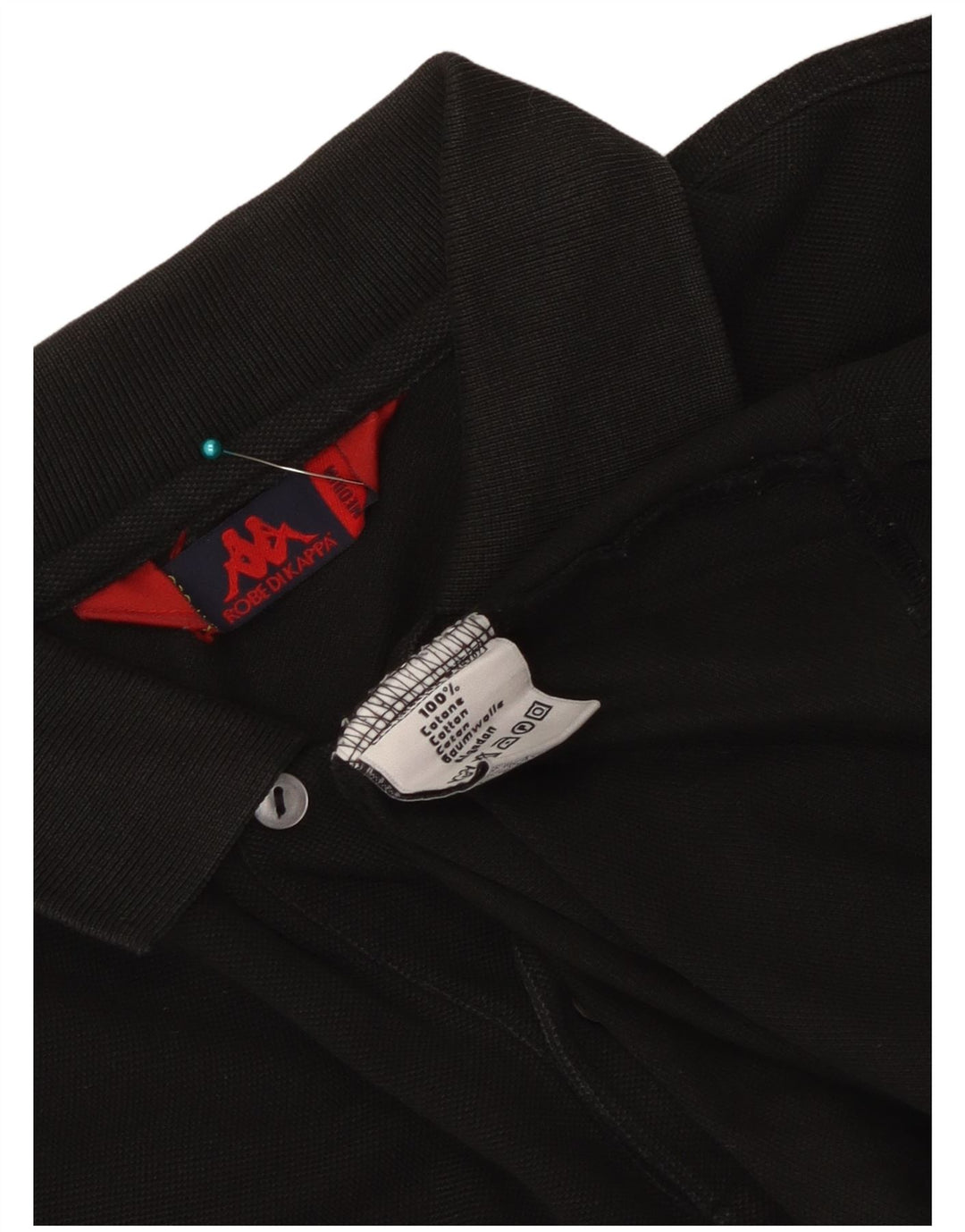 Kappa Mens Polo Shirt Medium Black Cotton