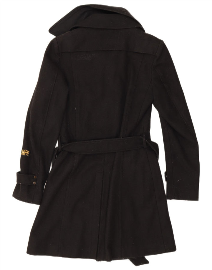 G-Star Womens Double Breasted Coat UK 10 Small Black Wool