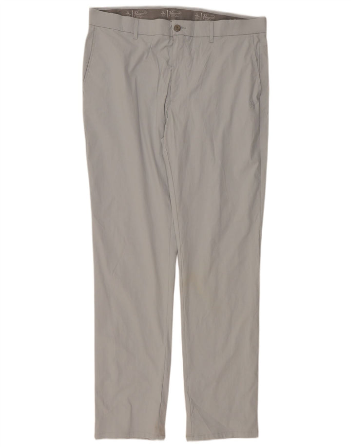 Penguin Mens Slim Chino Trousers  W36 L34 Grey Nylon