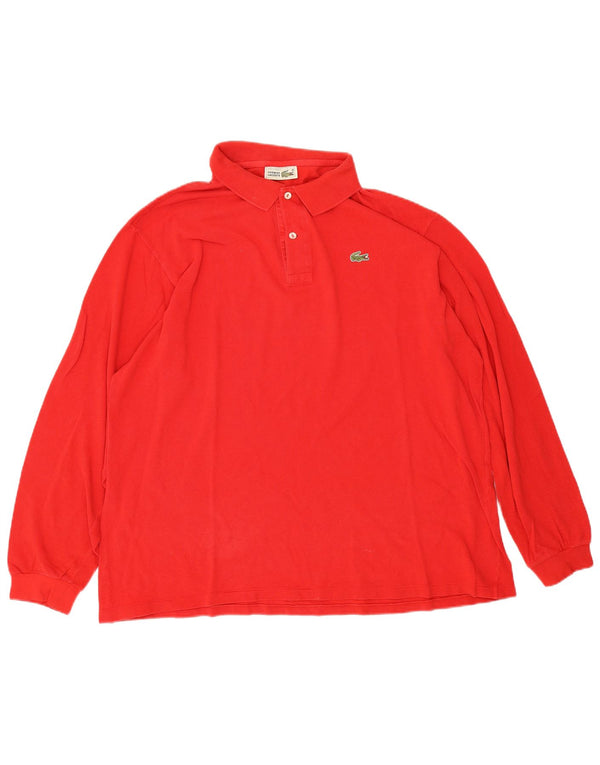 Lacoste Mens Long Sleeve Polo Shirt Size 7 2XL Red Cotton